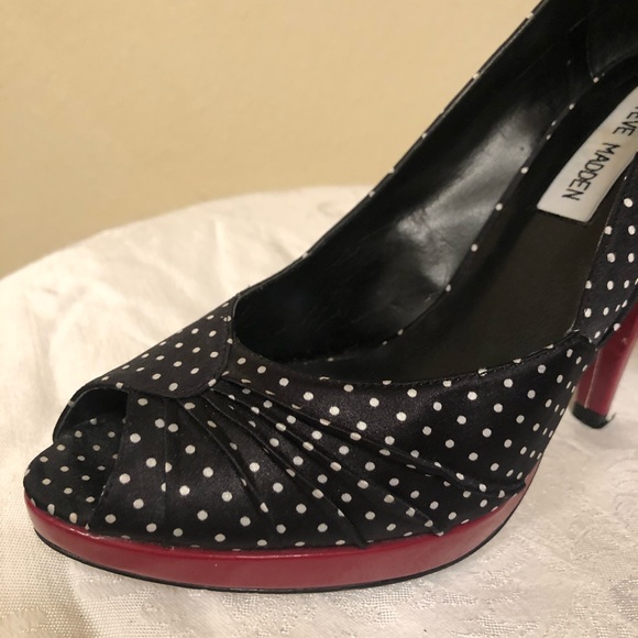 Steve Madden Black and White Polka Dot Heels - Picture 4 of 7